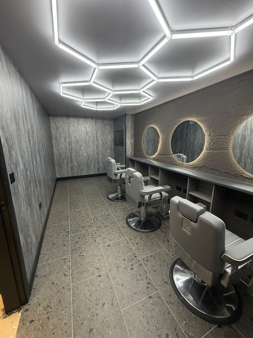 Premium barbershop and recovery venue interior concept